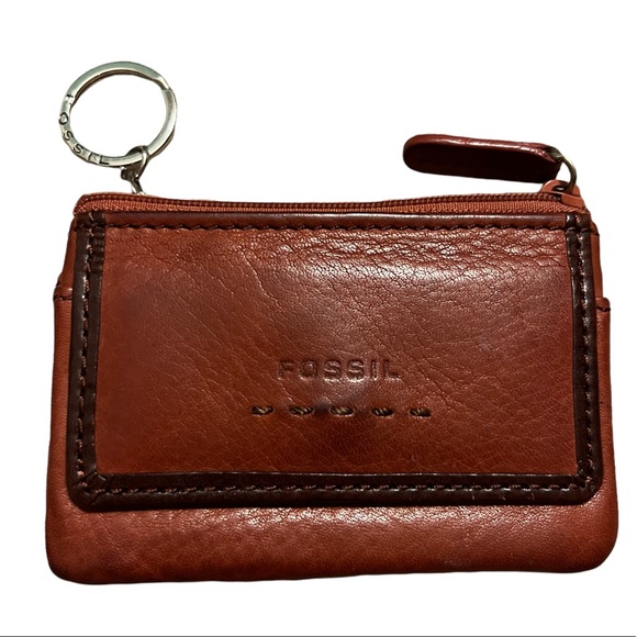 Fossil Accessories - Fossil Genuine Leather Key Chain Brown Card Holder Coin Purse